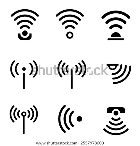 Sensor icon set Vector icons for motion detectors and alarms. Modern thin line icons set of wireless. Vector line icons isolated on a white background.