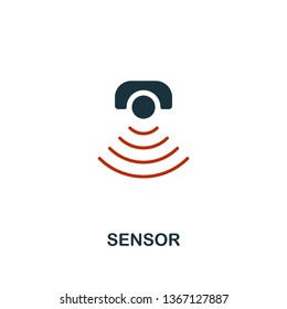 Sensor icon in two color design. Red and black style elements from machine learning icons collection.  Creative sensor icon. For web design, apps, software, print usage. 