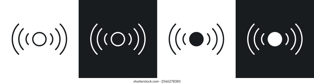 Sensor icons collection in black filled and line style.