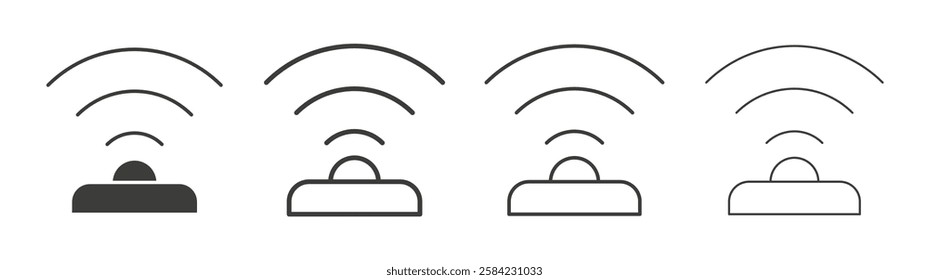 Sensor icons set. Liner outlined and flat black color