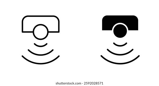 Sensor icons. stroke line and black solid icons