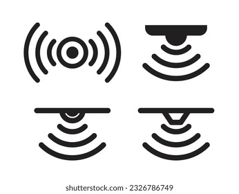 Sensor line icon set. Light motion sensor symbol. Water or fire sensor symbol.