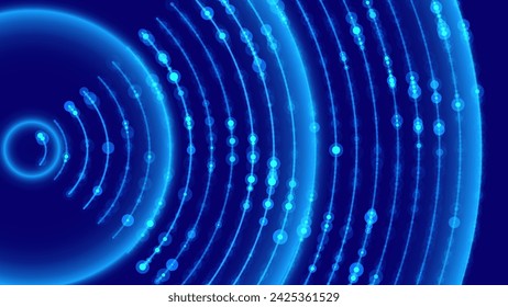 Efecto Líneas de sensor. Sonar de radar o escáner de sonido de señal. Tecnología inalámbrica Radar digital Ondas radiales para la detección de movimiento. Concepto de efecto ondulado de señal de radio. Ilustración de tecnología vectorial.