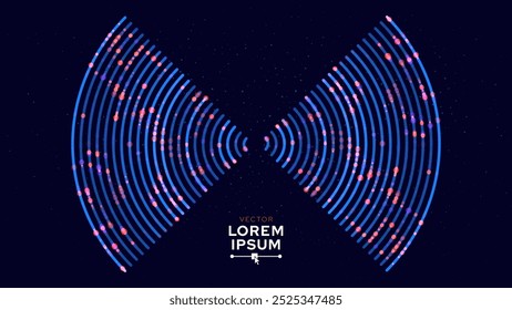 Sensorzeileneffekt. Radar-Sonar oder Signal-Tonabtaster. Drahtlose Technologie Digitale Radar Radial Wellen für Bewegungserkennung. Wi-Fi-Verbindung und Funksignalkonzept. Vektorgrafik.