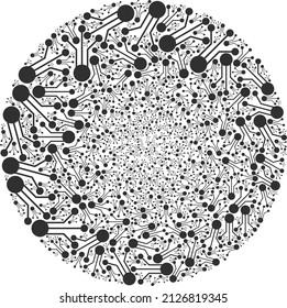 Sensor links symbols are combined into round group. Sensor links icon bubble mosaic. Abstraction sphere bubble mosaic organized from sensor links symbols.