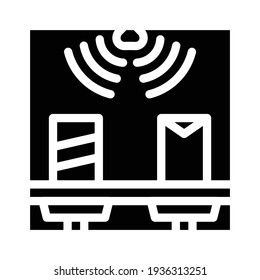 sensor on shelves glyph icon vector. sensor on shelves sign. isolated contour symbol black illustration