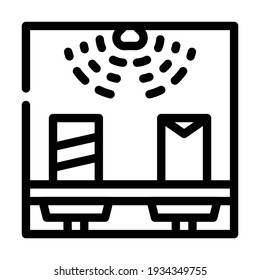 sensor on shelves line icon vector. sensor on shelves sign. isolated contour symbol black illustration
