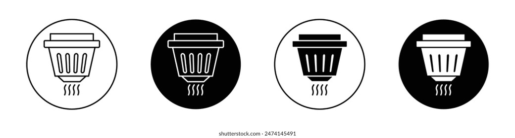 Sensor Smoke Icon Set Gas leak and smoke detector vector symbol. Smart safety sensor for CO2 and carbon monoxide.