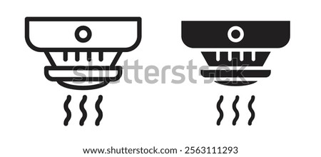 Sensor smoke icons in black line and filled versions