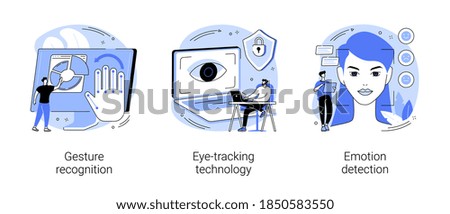 Sensor technology abstract concept vector illustration set. Gesture recognition, eye tracking technology, emotion detection, hands-free control, motion tracking, machine learning abstract metaphor.