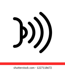 Sensor vector icon, signal symbol. Simple, flat design for web or mobile app