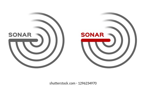 Sensor And Waves Signal Icon Vector / Sonar Radar