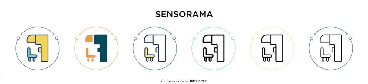 Sensorama icon in filled, thin line, outline and stroke style. Vector illustration of two colored and black sensorama vector icons designs can be used for mobile, ui, web