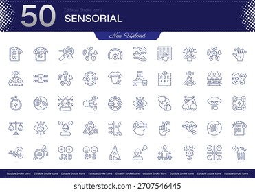 Icono de trazo sensorial. Conjunto de iconos de línea sensorial. paquete de iconos de trazo editable. Línea, delgado, Paquete de icono de estilo lineal. Totalmente personalizable