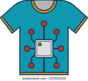 Sensors In The Fabrics Vector Icon Design, Wearable Technology Symbol, Personal Internet Of Things Sign, Tech Togs Stock Illustration, Mens Shirt Embedded With NFC Chip Concept