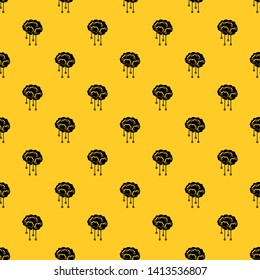 Sensors on human brain pattern seamless vector repeat geometric yellow for any design