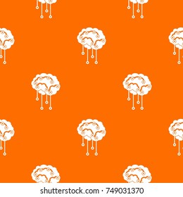 Sensors on human brain pattern repeat seamless in orange color for any design. Vector geometric illustration