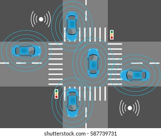 The Sensors Of Smart Cars That Detect Nearby Obstacles, Other Cars, Street Lights And Wi-fi Signals.
