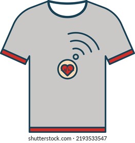 Sensors Woven Into Garments Vector Icon Design, Wearable Technology Symbol, Personal Internet Of Things Sign, Tech Togs Stock Illustration, Heart-monitoring T-shirt Concept