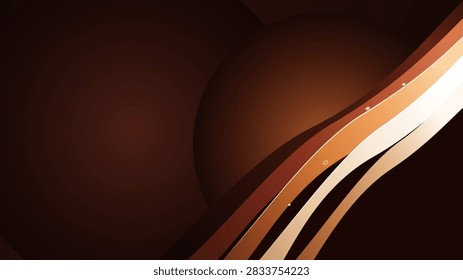 Sensory abstract vector backdrop depicting smooth velvety coffee waves and milk foam. Mahogany, Chocolate and Ivory color theme.