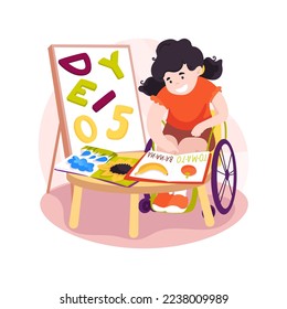 Sensory game isolated cartoon vector illustration. Texture books for children, disabled child plays with sensory toy, developmental game, in-home caregiver service, homebased vector cartoon.