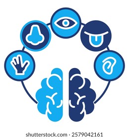 Sensory input Icon - Dual Tone Style - Brain Theme