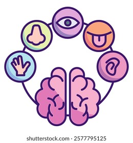 Sensory input Icon - Lineal Color Style - Brain Theme