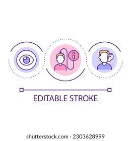 Sensory memory loop concept icon. Viewing, listening skills development abstract idea thin line illustration. Education and psychology. Isolated outline drawing. Editable stroke. Arial font used