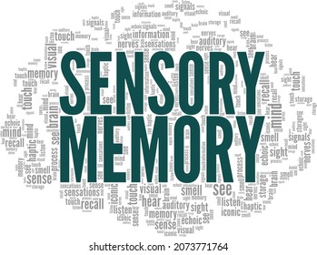 Sensory Memory vector illustration word cloud isolated on white background.