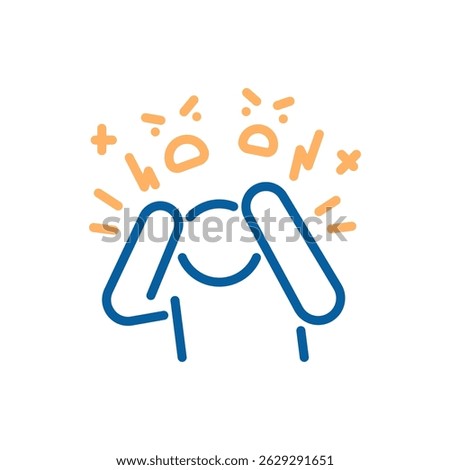Sensory overload schizophrenia icon. Vector thin line illustration with editable stroke showing mental overwhelm, auditory hallucinations, psychological distress and mental health condition