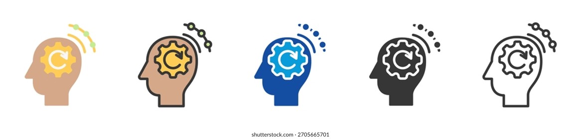 sensory processing icon set multi style various collection