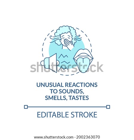 Sensory sensitivity concept icon. Autism symptom abstract idea thin line illustration. Oversensitivity to noise, crowds, temperature. Vector isolated outline color drawing. Editable stroke