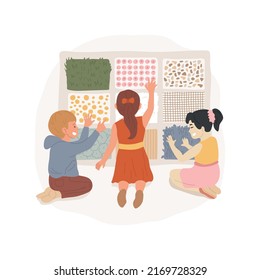 Sensory wall isolated cartoon vector illustration. Tactile corner, sensory wall, children with autism, sensory panel with texture, fine motor skill development, daycare center vector cartoon.