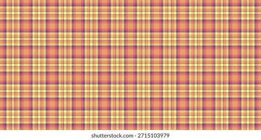 Fundo de verificação de tecido sensual, tartan diário sem emenda xadrez. Textura têxtil padrão de vetor feminino em cor laranja e amarelo paleta.