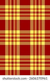 Sensual fabric pattern tartan, image vector textile background. Checks check seamless texture plaid in red and yellow colors palette.