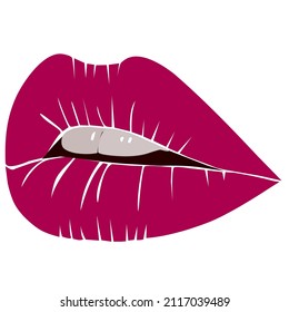 Sensual Lady Lips Isolated on White Background. Vector Illustration