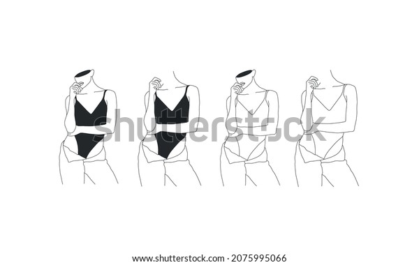 Sensual Linear Minimalistic Female Figure Underwear Stock Vector Royalty Free 2075995066 