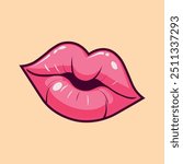 Sensual sexy kissing lips vector illustration with a bold, romantic design. Perfect for love-themed projects, branding, and fashion. High-quality, scalable art for any creative work.