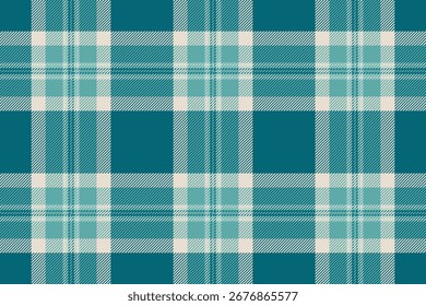 Sensual texture tartan seamless, cell background vector check. 70s fabric pattern textile plaid in light and cyan colors palette.
