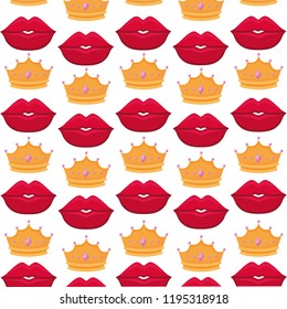 sensuality female lips and crowns pattern