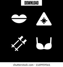 sensuality icon. 4 sensuality vector set. laser, poles, bra and seductive icons for web and design about sensuality theme