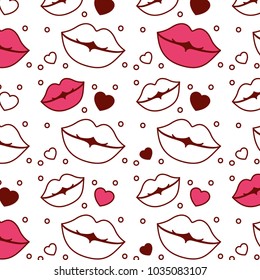 sensuality lips and hearts pattern background