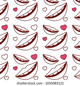 sensuality lips and hearts pattern background