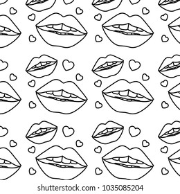 sensuality lips and hearts pattern background