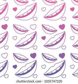 sensuality lips and hearts pattern background