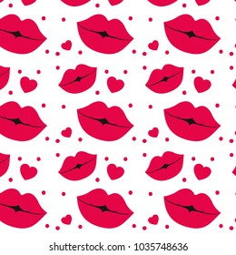 sensuality lips and hearts pattern background