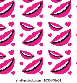 sensuality lips and hearts pattern background
