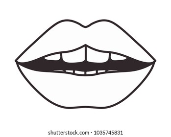 sensuality lips with teeth