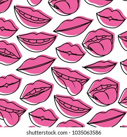 sensuality lips with tongue out pattern background