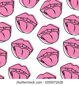 sensuality lips with tongue out pattern background